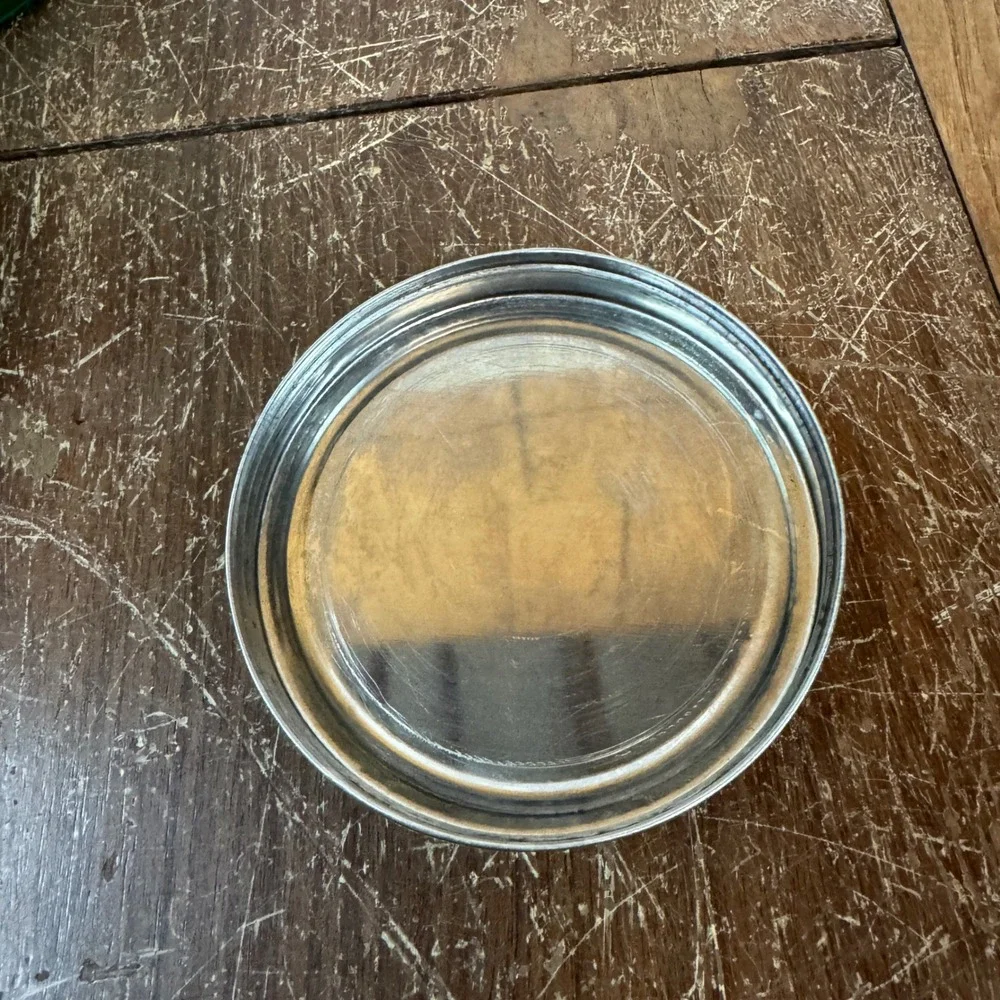 Vintage Aqua Green Glass‎ Storage Jar with Metal Lid Tall Kitchen Decor